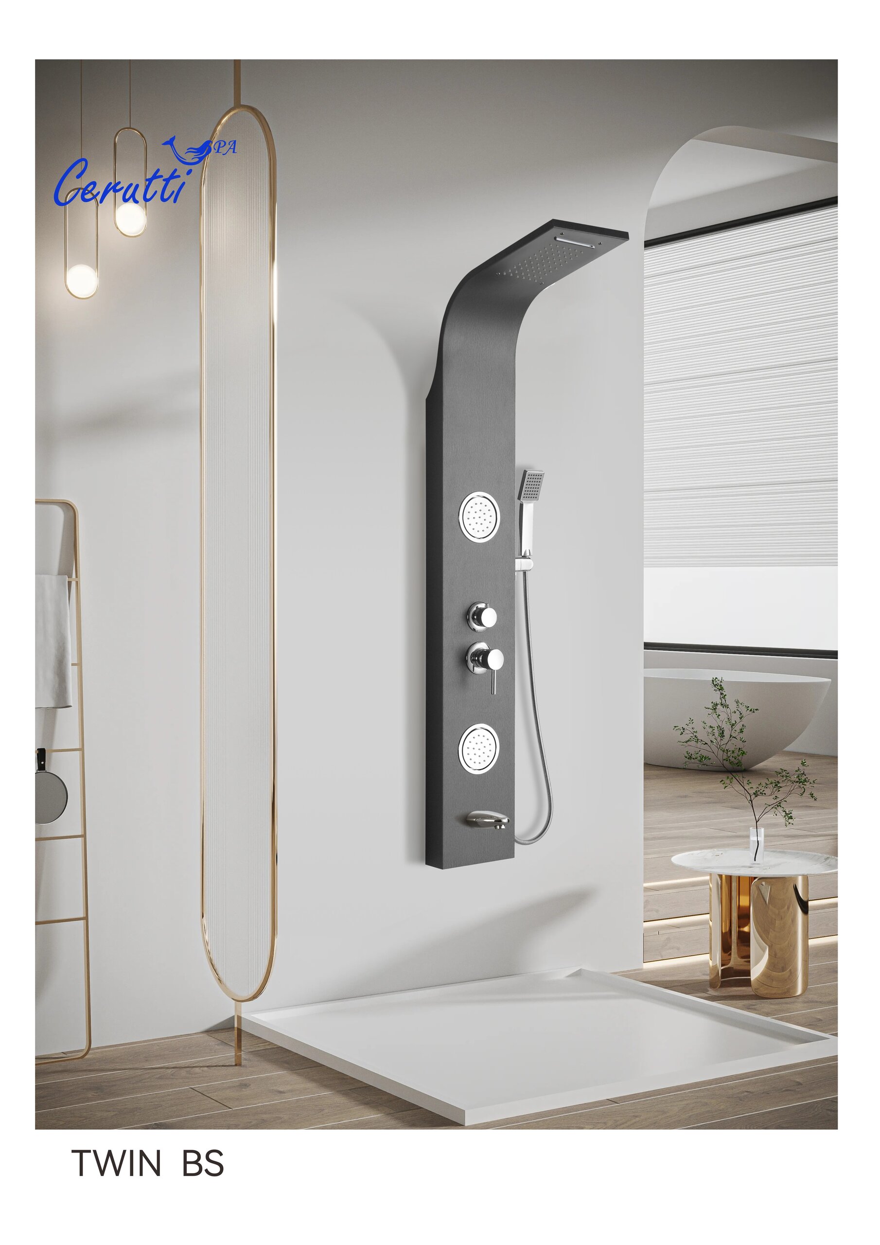 Душевая панель Ceruttispa Twin bs CT9986 с изливом хром 16700₽