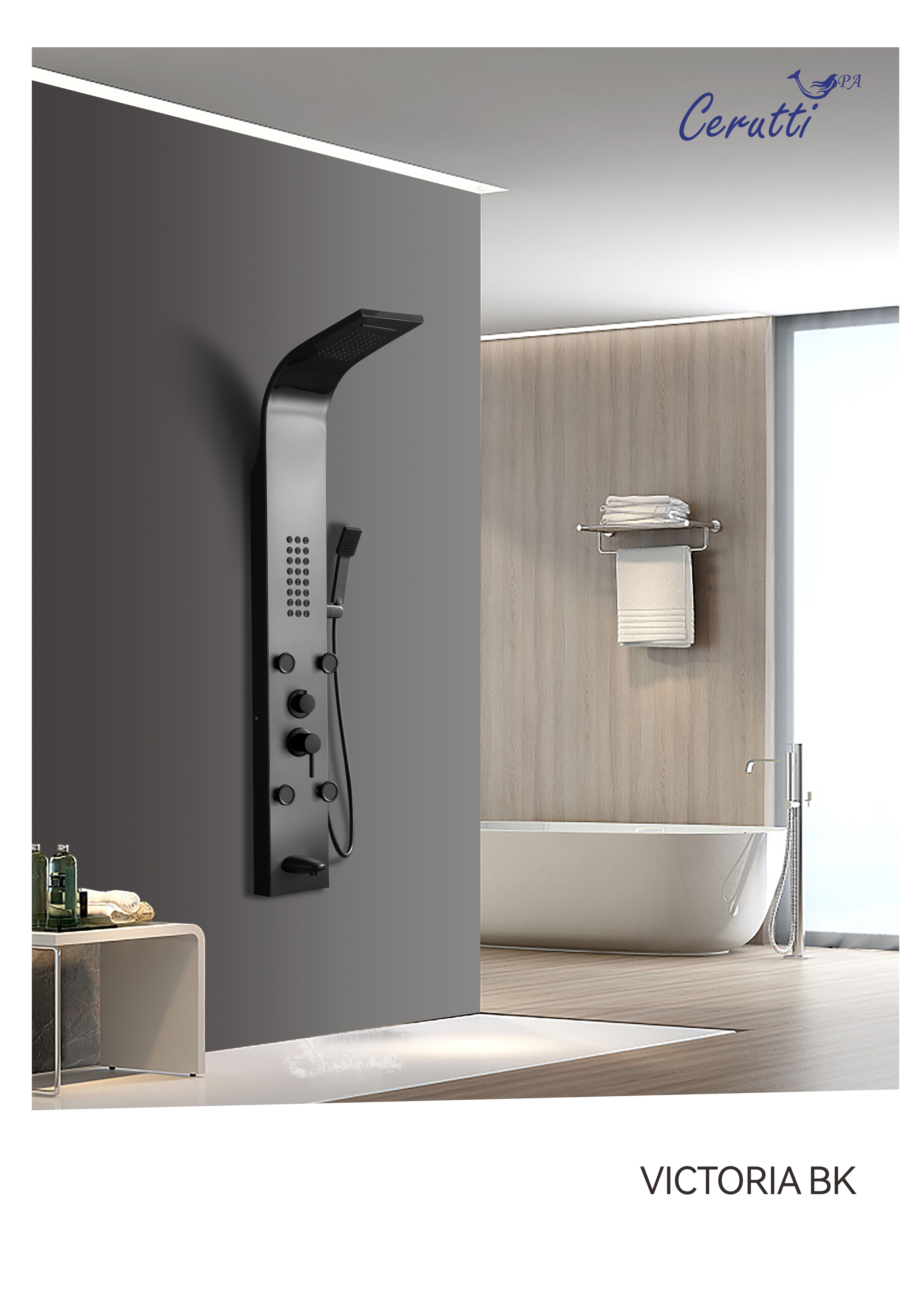 Душевая панель Ceruttispa Victoria bk CT9981 с изливом черная 16700₽