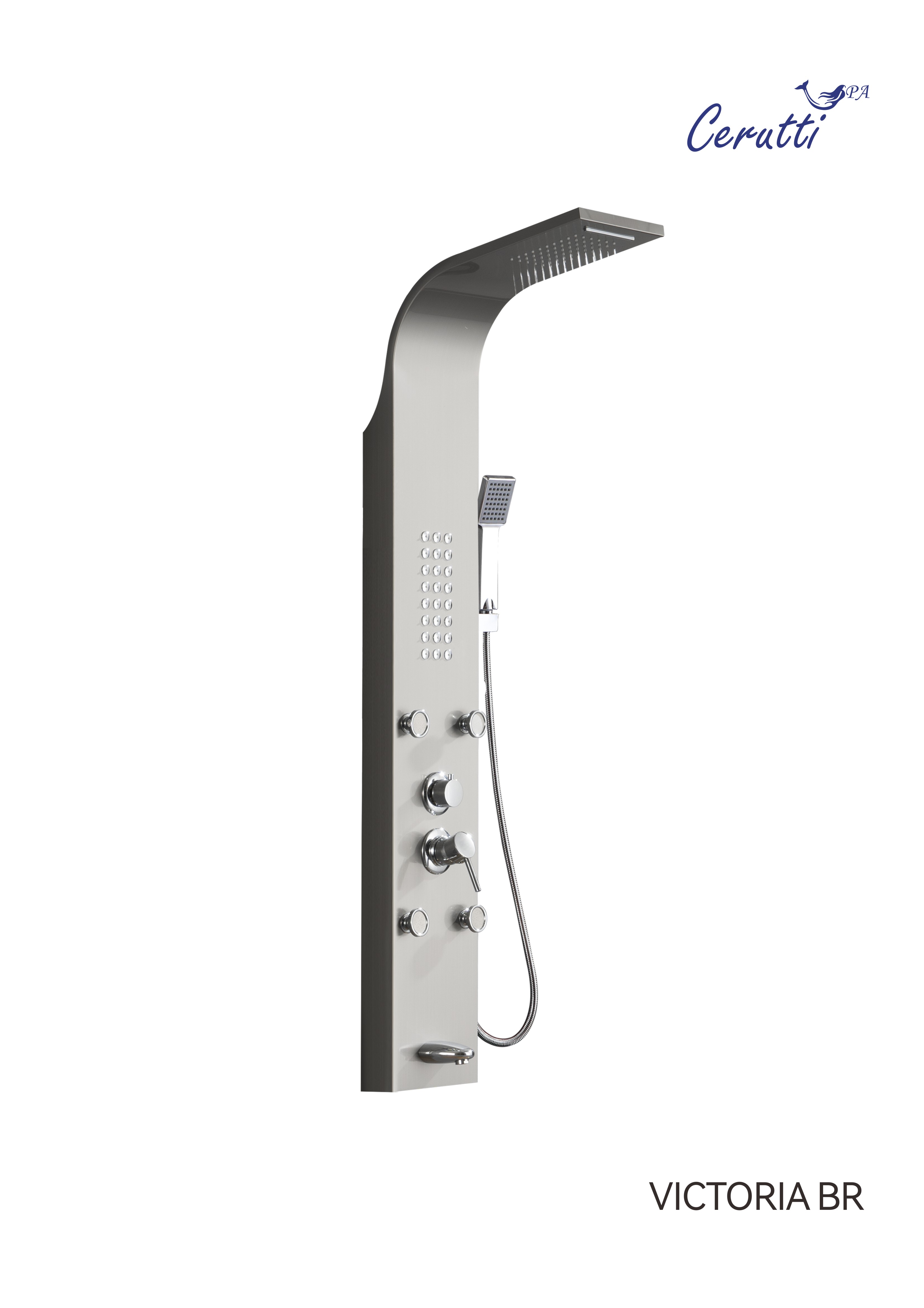 Душевая панель Ceruttispa Victoria br CT9980 с изливом матовая нержавеющая сталь 14900₽