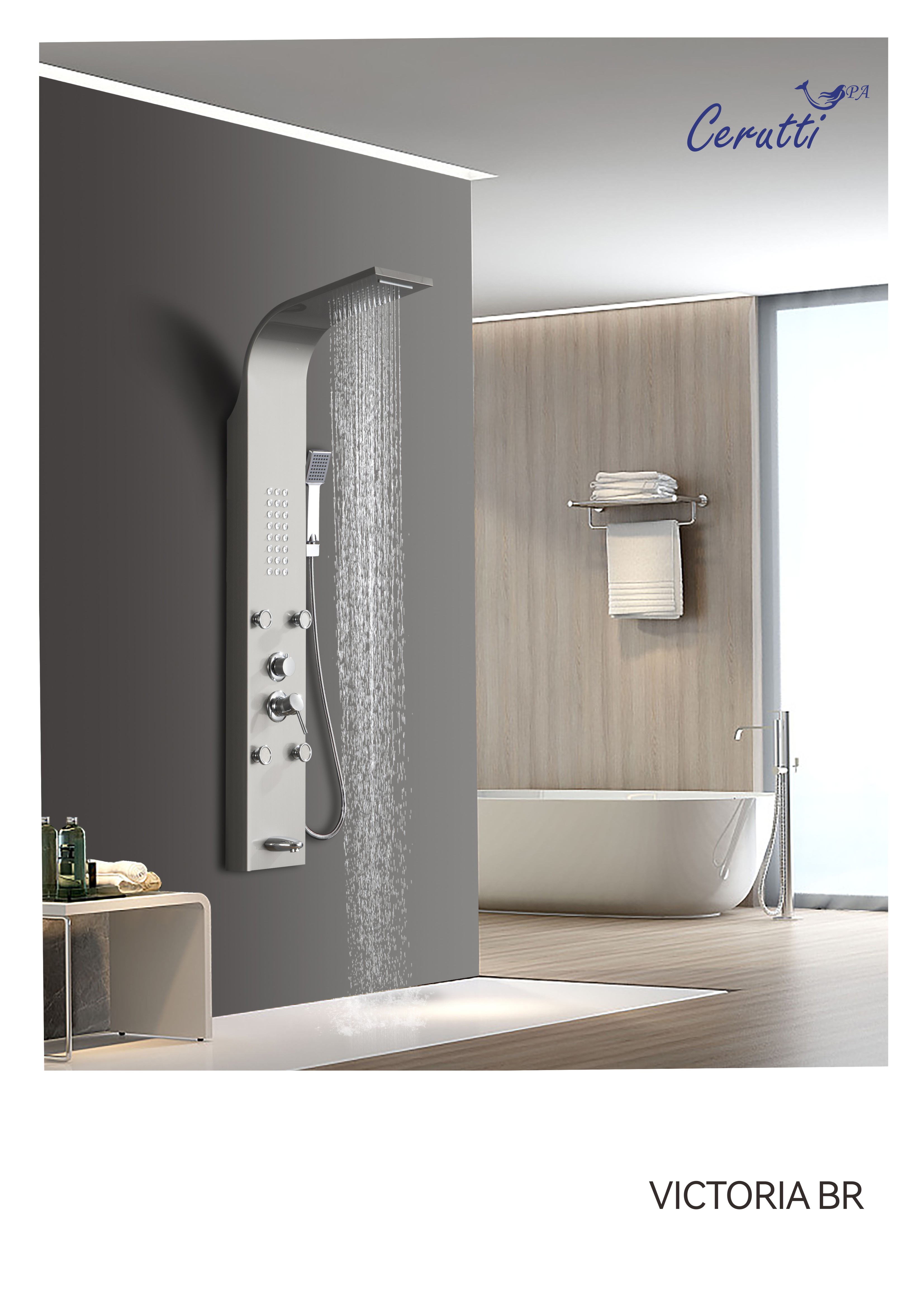 Душевая панель Ceruttispa Victoria br CT9980 с изливом матовая нержавеющая сталь 14990₽