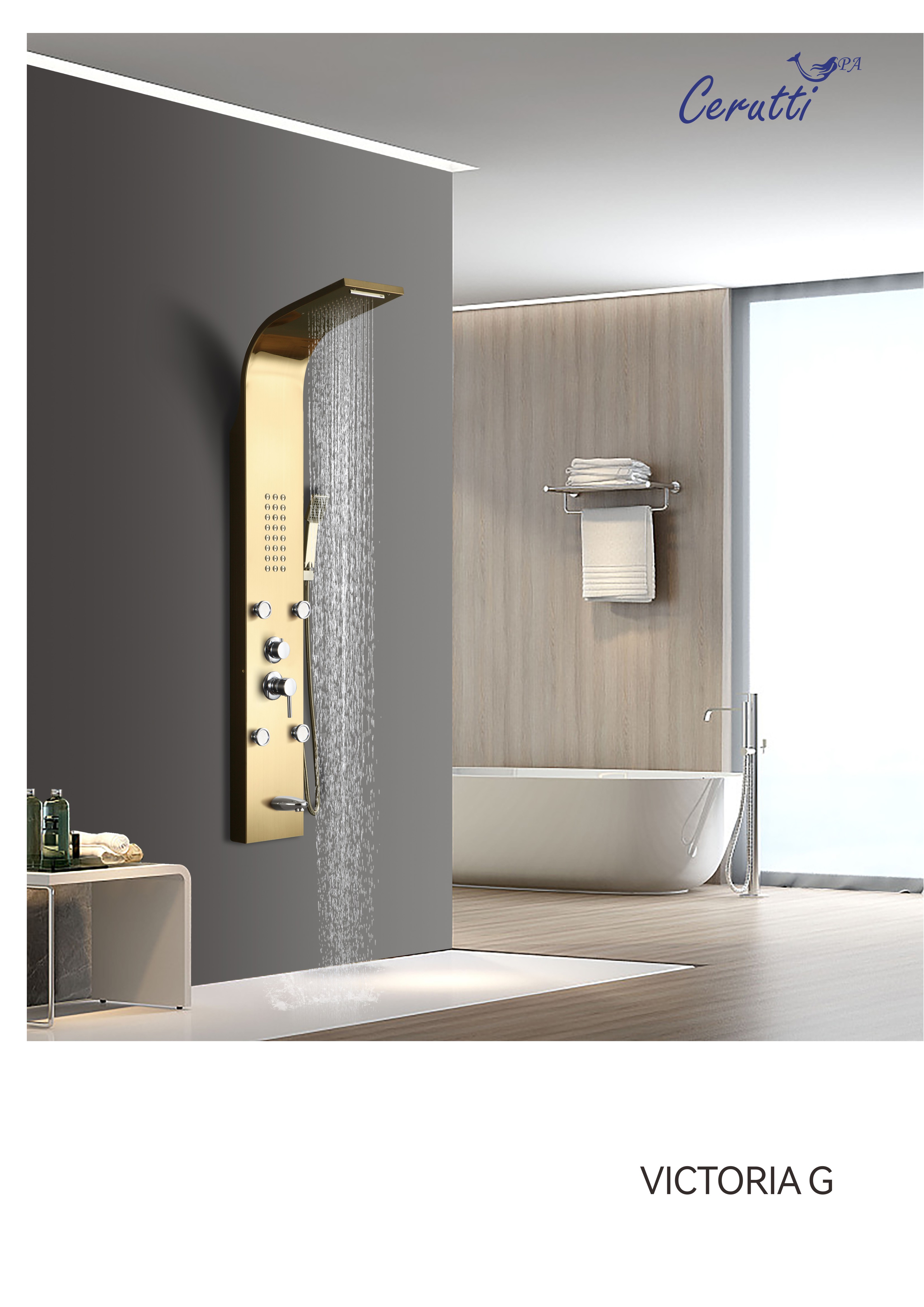 Душевая панель Ceruttispa Victoria g CT9978 с изливом золото 16700₽