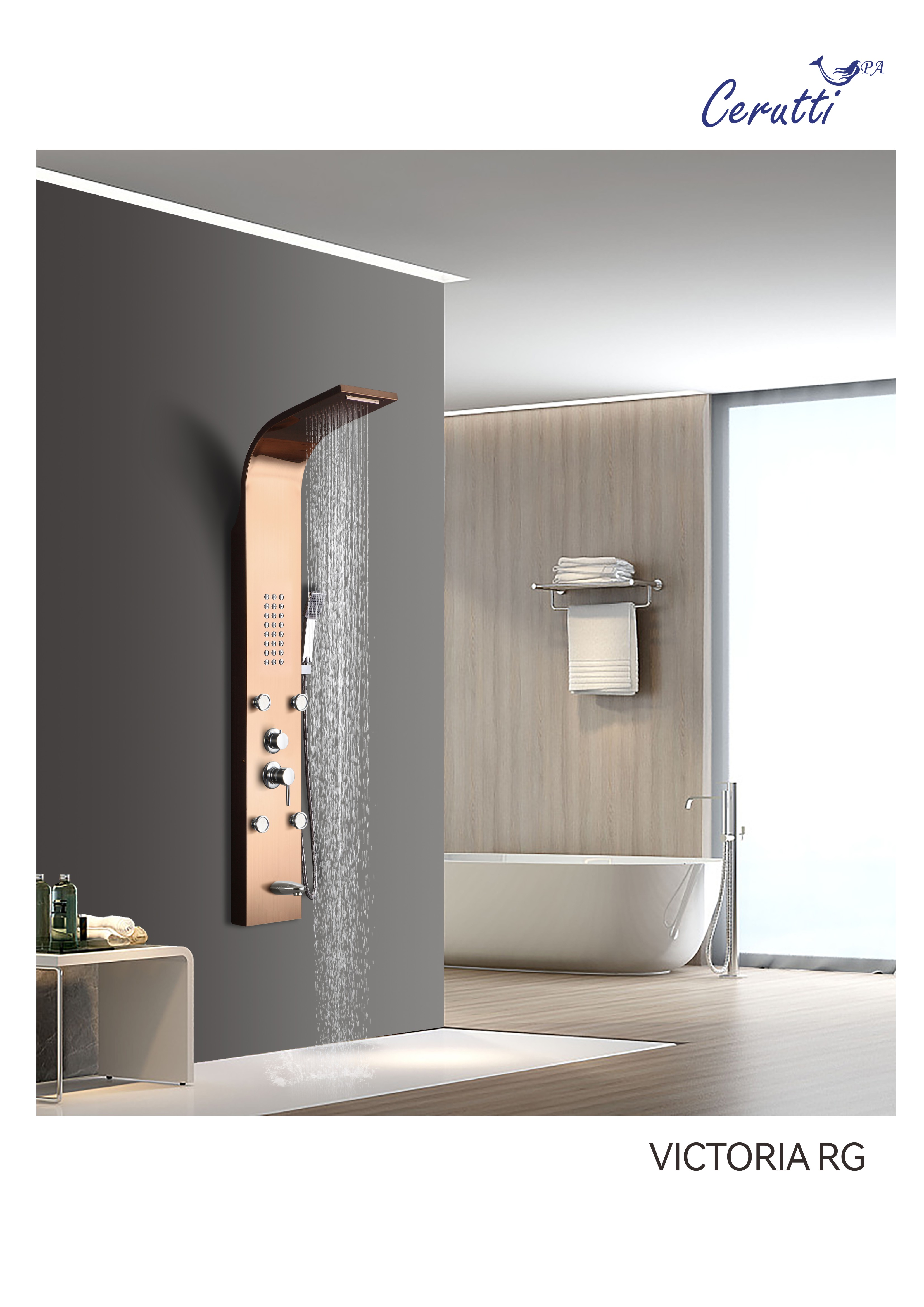 Душевая панель Ceruttispa Victoria rg CT9977 с изливом розовое золото 16700₽