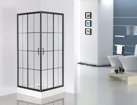 Душевой уголок Ceruttispa 87x87 Muza90 стекло прозрачное с рисунком, профиль черный