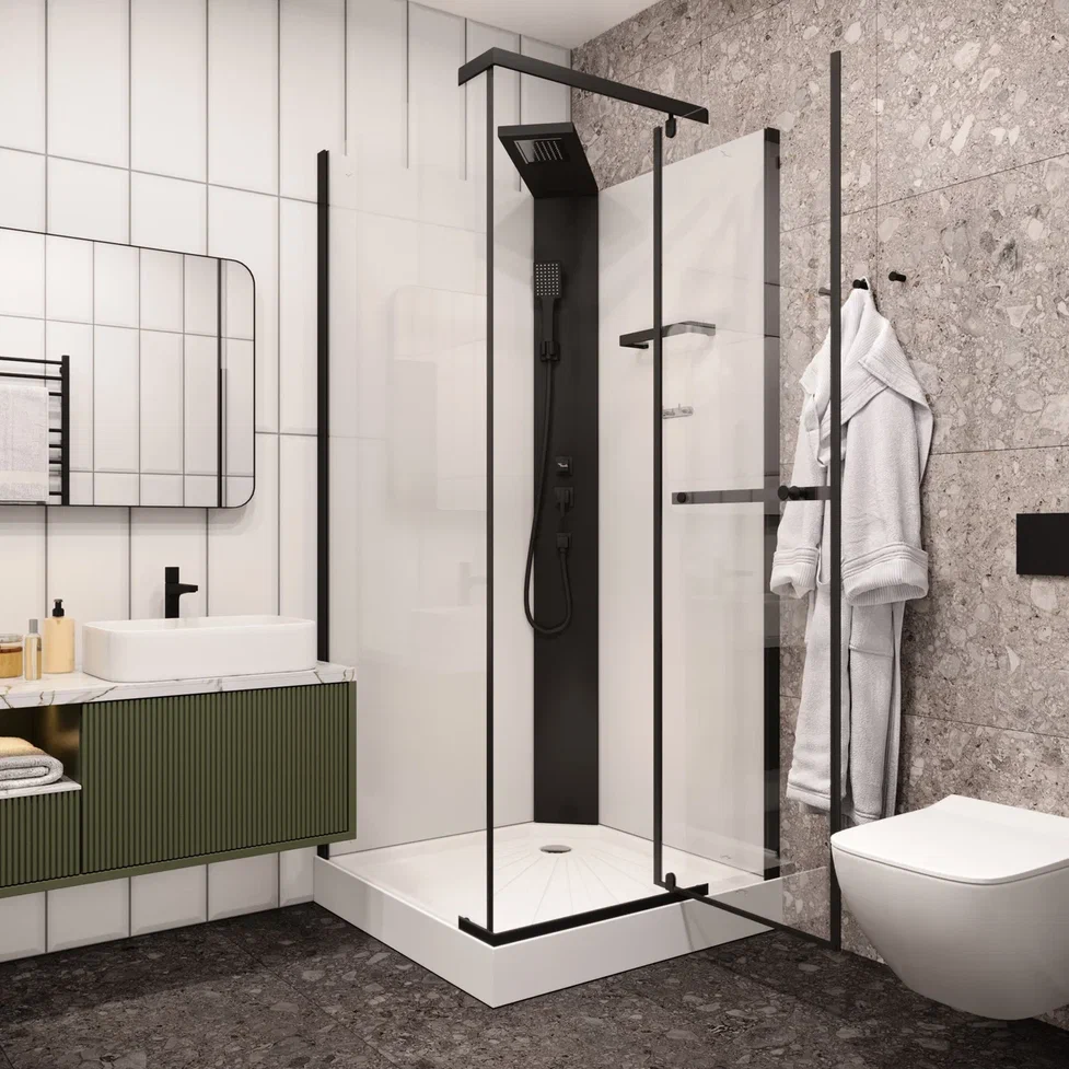 Душевая кабина Ceruttispa 90x90 MiMi90B стекло прозрачное профиль черный 67230₽