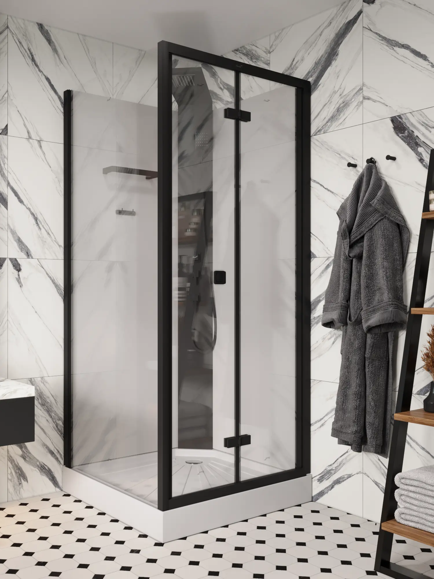 Душевая кабина Ceruttispa Bella 90x90 BELLA90B стекло прозрачное профиль черный 62010₽