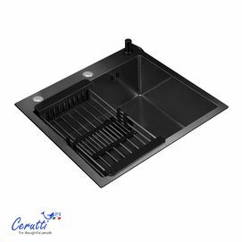 Фото Кухонная мойка Ceruttispa GLORIA 50B nano black из нержавеющей стали, 500х500х220, графит