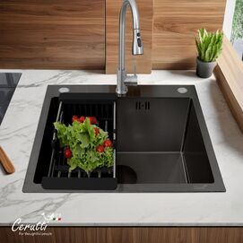 Фото Кухонная мойка Ceruttispa GLORIA 50B nano black из нержавеющей стали, 500х500х220, графит
