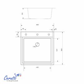 Фото Кухонная мойка Ceruttispa GLORIA 50B nano black из нержавеющей стали, 500х500х220, графит