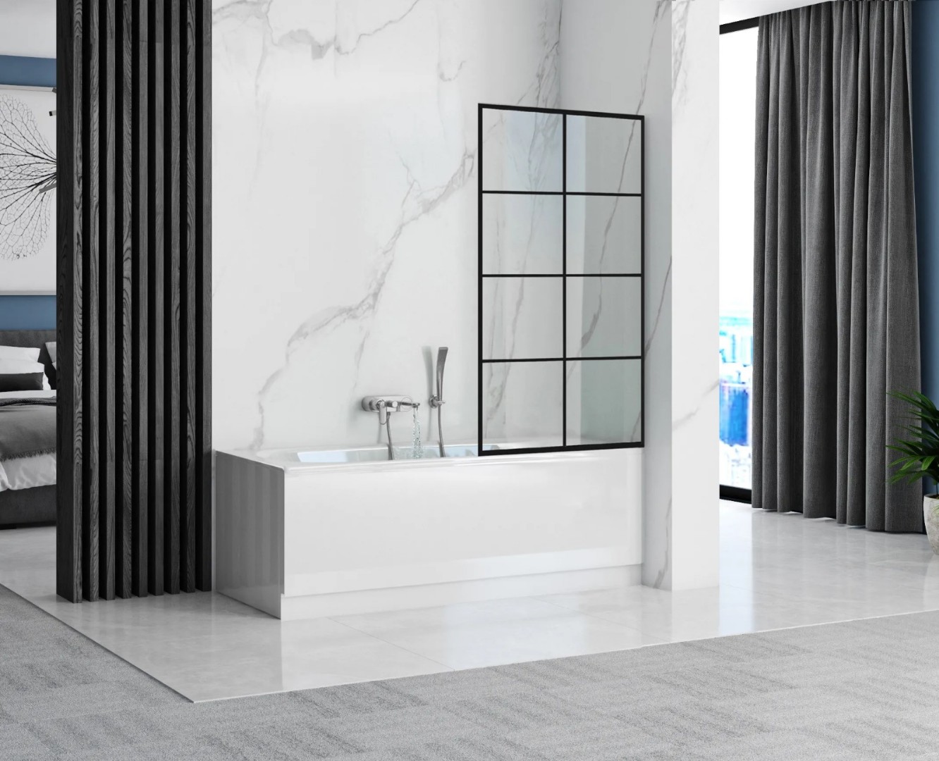 Шторка для ванной Ceruttispa Muza 80х195 F80 стекло прозрачное профиль черный 9490₽