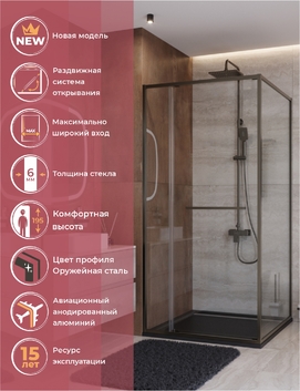 Душевой уголок Cezares LUX LUX-AH-FS-11-100/90-C-GM