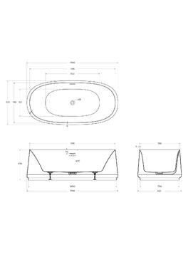 Фото Ванна акриловая Cezares 170x82 CZR-LUX-CENTRAL-170-82-58 глянцевая