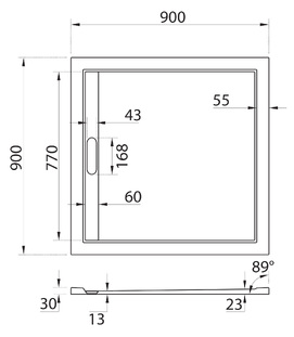 Фото Душевой поддон из искусственного мрамора Cezares 90x90 TRAY-AS-A-90-30-NERO чёрный матовый