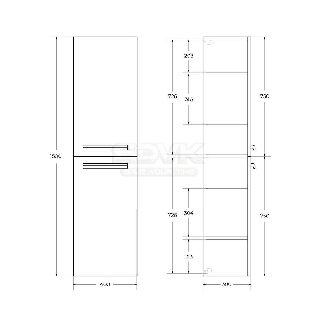 Шкаф пенал belbagno etna 40 l bianco lucido