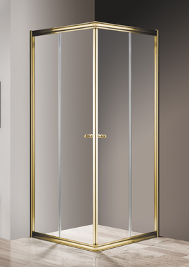 Душевой уголок Cezares Giubileo 100х100 GIUBILEO-A-2-100-SCORREVOLE без поддона, стекло прозрачное с рисунком, профиль золо
