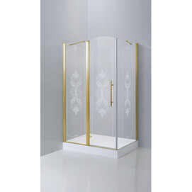 Душевой уголок Cezares Giubileo 100х100 GIUBILEO-AH-11-100-CP-G-L прозрачный с рисунком, профиль золото, без поддона