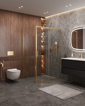 Душевой уголок Cezares MOLVENO 120x90 MOLVENO-AH-11-120/90-C-BORO-IV стекло прозрачное, профиль брашированное золото