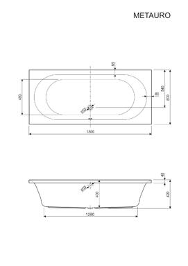 Фото Акриловая ванна Cezares Metauro 180x80 METAURO-180-80-42-W37 белая