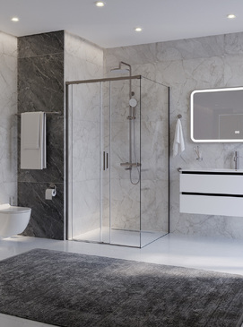 Фото Душевой уголок Cezares PLANE 100x100 PLANE-A-1-100-C-IN стекло прозрачное, профиль  сатин