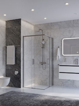 Фото Душевой уголок Cezares PLANE 100x100 PLANE-A-2-100-C-IN стекло прозрачное, профиль  сатин