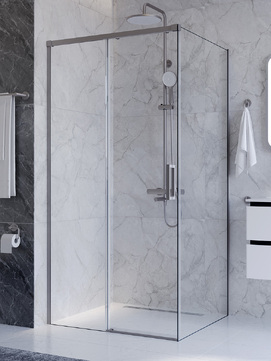 Фото Душевой уголок Cezares PLANE 100x80 PLANE-AH-1-100/80-C-IN стекло прозрачное, профиль  сатин