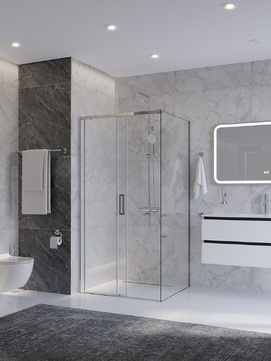 Фото Душевой уголок Cezares PLANE 100x90 PLANE-AH-1-100/90-C-CR стекло прозрачное, профиль  хром