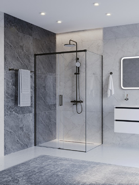 Фото Душевой уголок Cezares PLANE 110x100 PLANE-AH-1-110/100-C-GM стекло прозрачное, профиль  оружейная сталь