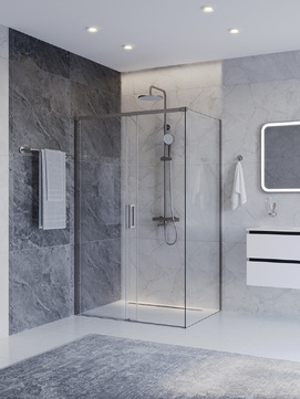 Фото Душевой уголок Cezares PLANE 120x100 PLANE-AH-1-120/100-C-IN стекло прозрачное, профиль  сатин