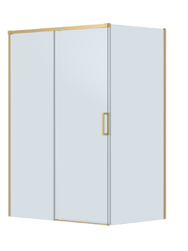 Фото Душевой уголок Cezares PLANE 140x80 PLANE-AH-1-140/80-C-BORO стекло прозрачное, профиль  брашированное золото