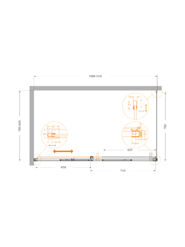 Фото Душевой уголок Cezares PLANE 140x80 PLANE-AH-1-140/80-C-GM стекло прозрачное, профиль  оружейная сталь