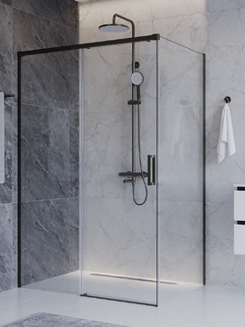 Фото Душевой уголок Cezares PLANE 140x80 PLANE-AH-1-140/80-C-GM стекло прозрачное, профиль  оружейная сталь