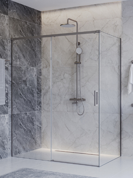 Фото Душевой уголок Cezares PLANE 150x100 PLANE-AH-1-150/100-C-IN стекло прозрачное, профиль  сатин