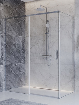 Фото Душевой уголок Cezares PLANE 150x80 PLANE-AH-1-150/80-C-CR стекло прозрачное, профиль  хром