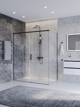 Фото Душевой уголок Cezares PLANE 160x100 PLANE-AH-1-160/100-C-GM стекло прозрачное, профиль  оружейная сталь