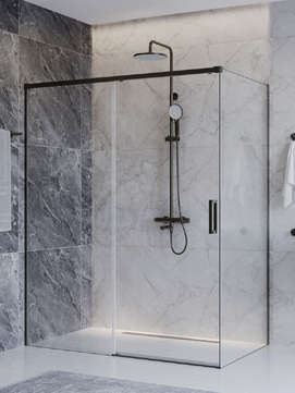 Фото Душевой уголок Cezares PLANE 160x100 PLANE-AH-1-160/100-C-GM стекло прозрачное, профиль  оружейная сталь