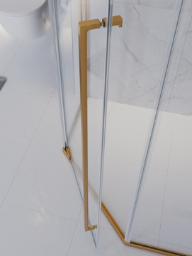 Фото Душевой уголок Cezares PLANE 90x90 PLANE-P-1-90-C-BORO стекло прозрачное, профиль брашированное золото