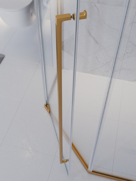 Фото Душевой уголок Cezares PLANE 90x90 PLANE-P-1-90-C-BORO стекло прозрачное, профиль брашированное золото