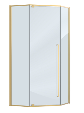 Фото Душевой уголок Cezares PLANE 90x90 PLANE-P-1-90-C-BORO стекло прозрачное, профиль брашированное золото