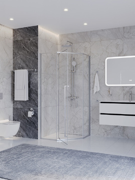 Фото Душевой уголок Cezares PLANE 90x90 PLANE-P-1-90-C-CR стекло прозрачное, профиль хром