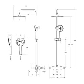 Фото Душевая стойка Cezares RELAX RELAX-CVD-IN сатин, со смесителем и изливом