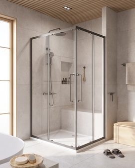 Душевой уголок Cezares Relax 304 120x90 RELAX-304-AH-2-120/90-C-GM стекло прозрачное, профиль оружейная сталь, без поддона