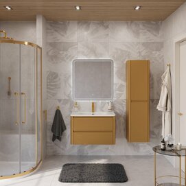 Мебель для ванной комнаты Cezares Relax 80 см подвесная, брашированное золото