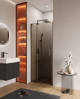 Душевая дверь в нишу Cezares SLIDER 80x225 SLIDER-B-1-80/90-BR-GM стекло тонированное (бронза), профиль оружейная сталь