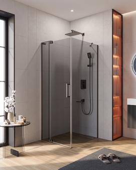 Душевой уголок Cezares SLIDER 80x80 SLIDER-AH-1-80-80/90-GRIGIO-GM стекло тонированное, профиль оружейная сталь