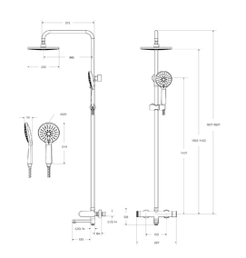 Фото Душевая стойка Cezares STYLUS STYLUS-CVD-NOP черный матовый, со смесителем и изливом