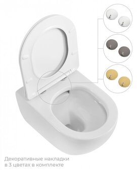 Фото Унитаз подвесной Cezares STYLUS-TOR CZR-546-TH-TOR/SC безободковый, белый, с крышкой микролифт