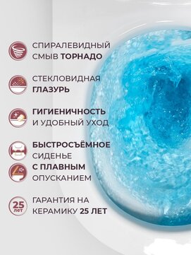 Фото Унитаз подвесной Cezares STYLUS-TOR CZR-546-TH-TOR/SC безободковый, белый, с крышкой микролифт