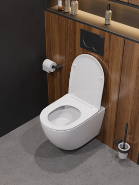 Фото Унитаз подвесной Cezares STYLUS-TOR CZR-546-TH-TOR/SC безободковый, белый, с крышкой микролифт