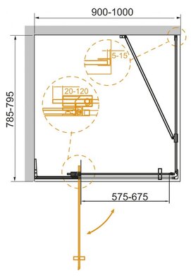 Фото Душевой уголок Cezares Slider 80х90 SLIDER-AH-1-80-90/100-GRIGIO-Cr без поддона, стекло тонированное, профиль хром