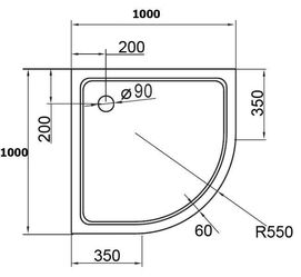 Фото Душевой поддон Cezares TRAY-S-R-100-550-13-W