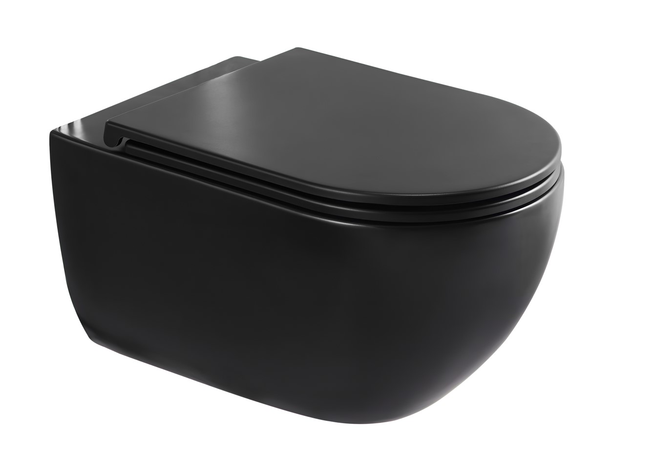 Безободковый подвесной унитаз Charus Skandenborg Rimless EWC700-125B черный, с крышкой микролифт